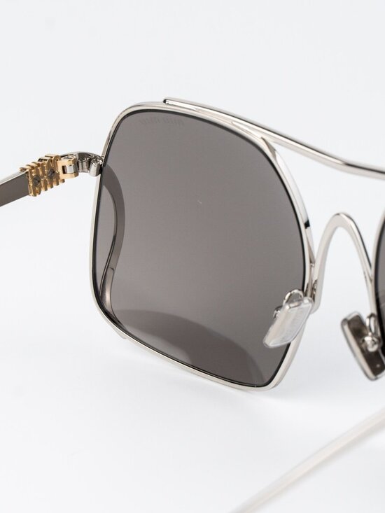 Miu Miu Women Sunglasses Silver Grey Pilot MUA55S 1BC80Q NEW AUTHENTIC main image 8